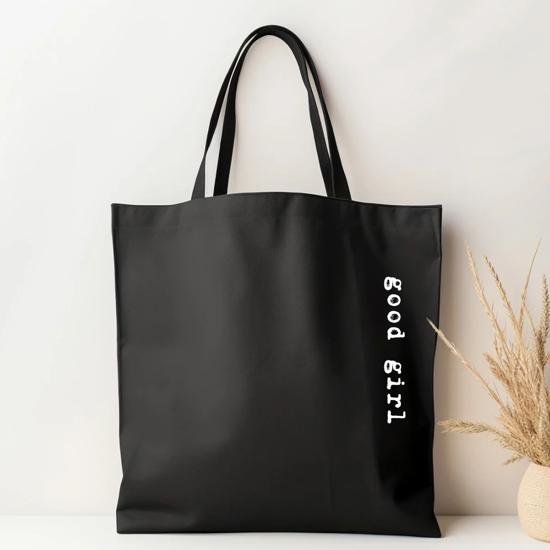 Good Girl Black Cotton Canvas Tote