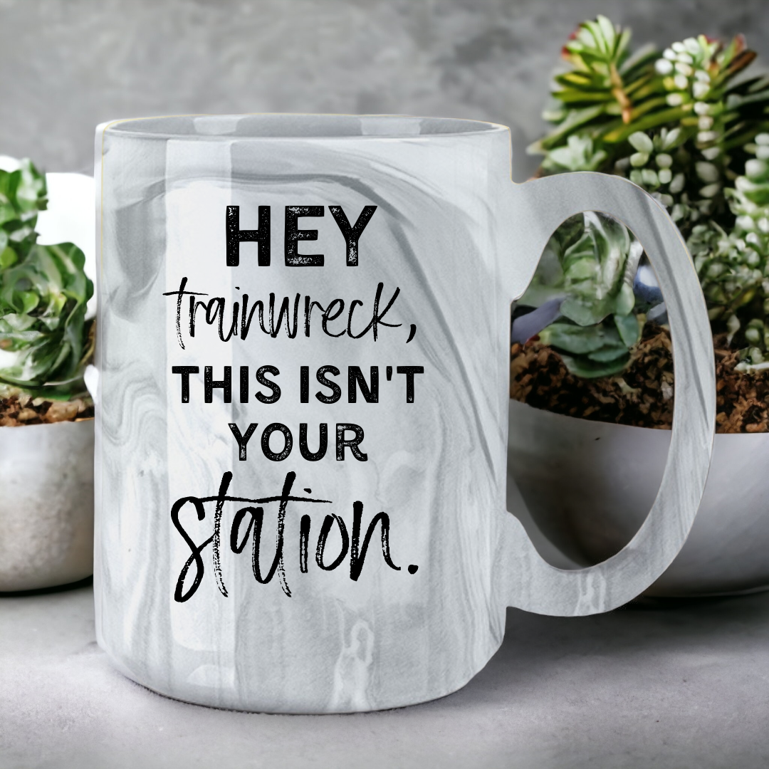 Hey Trainwreck | Marble Mug - The Pretty Things.ca