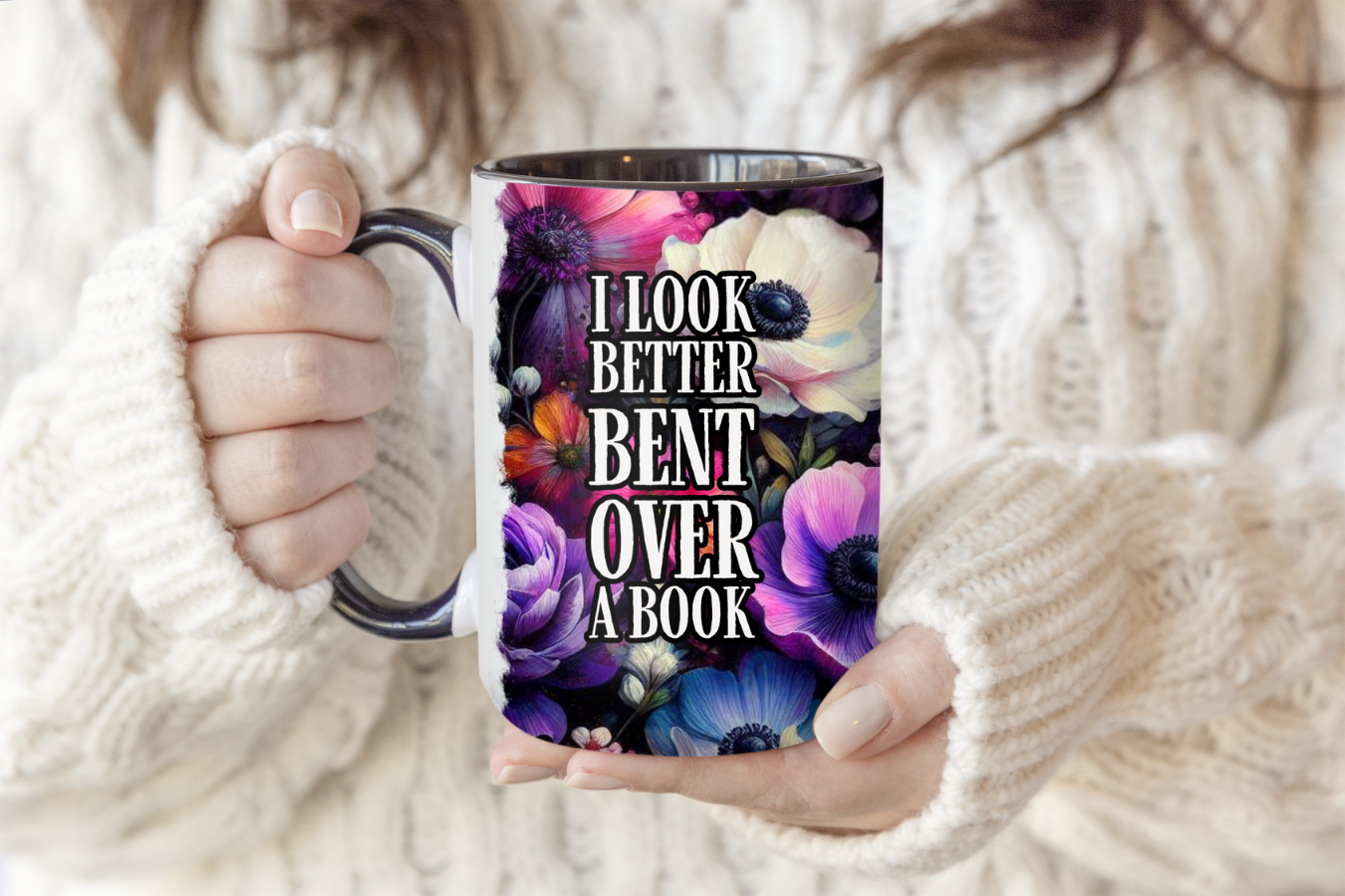 I Look Better Bent Over A Book (Dark Floral) | Mug - The Pretty Things.ca